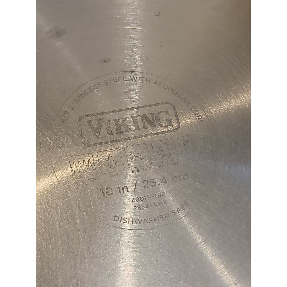 Viking Skillet 10" Fry Pan 3 Ply 18/8 Stainless Steel Aluminum Core Cookware - Picture 3 of 4